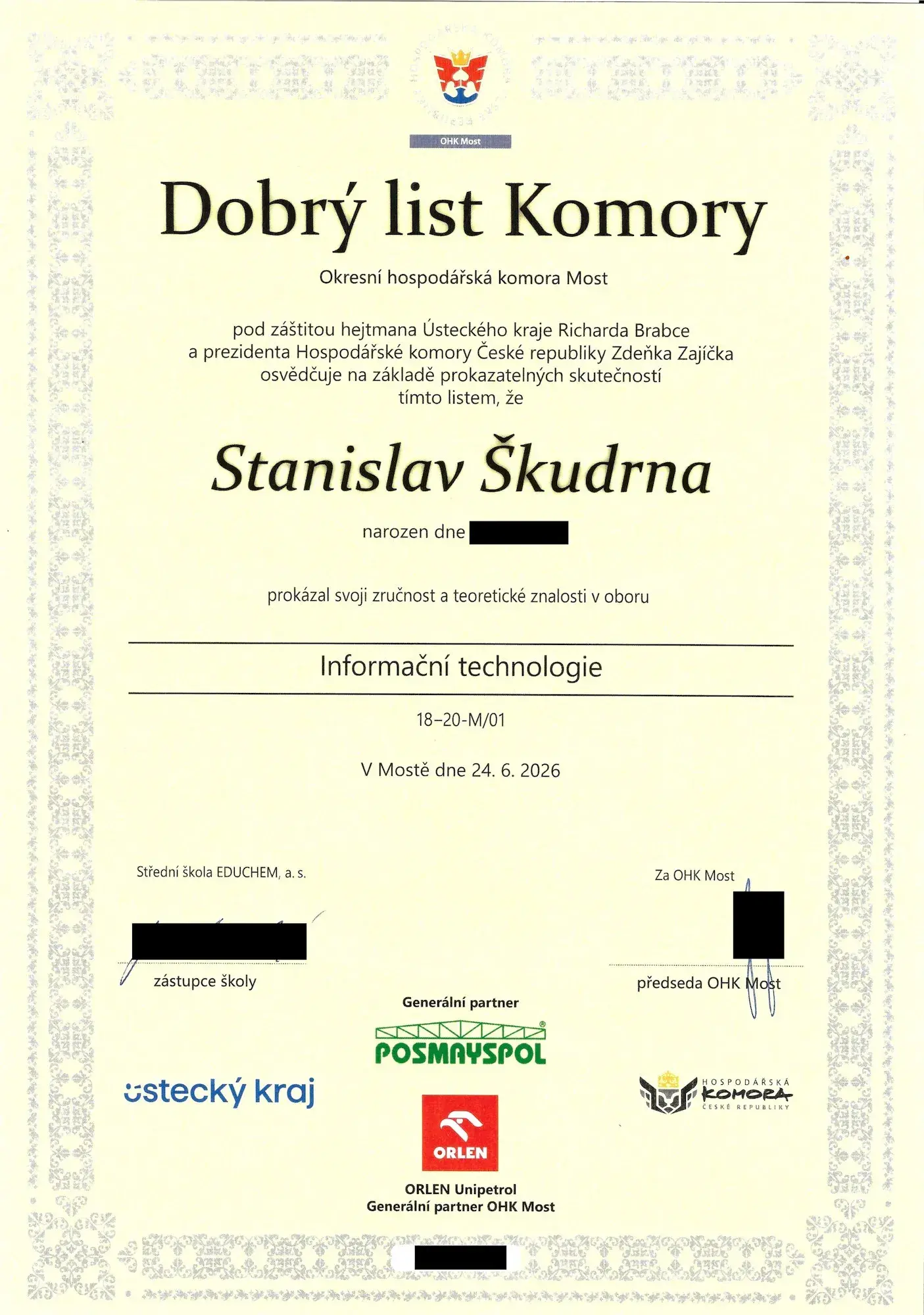 Dobrý list Komory — Okresní hospodářská komora Most